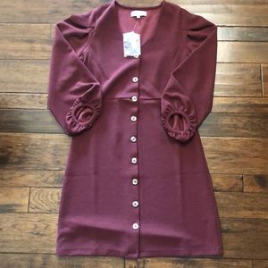 Madewell Size Small Maroon Long Sleeve Dress